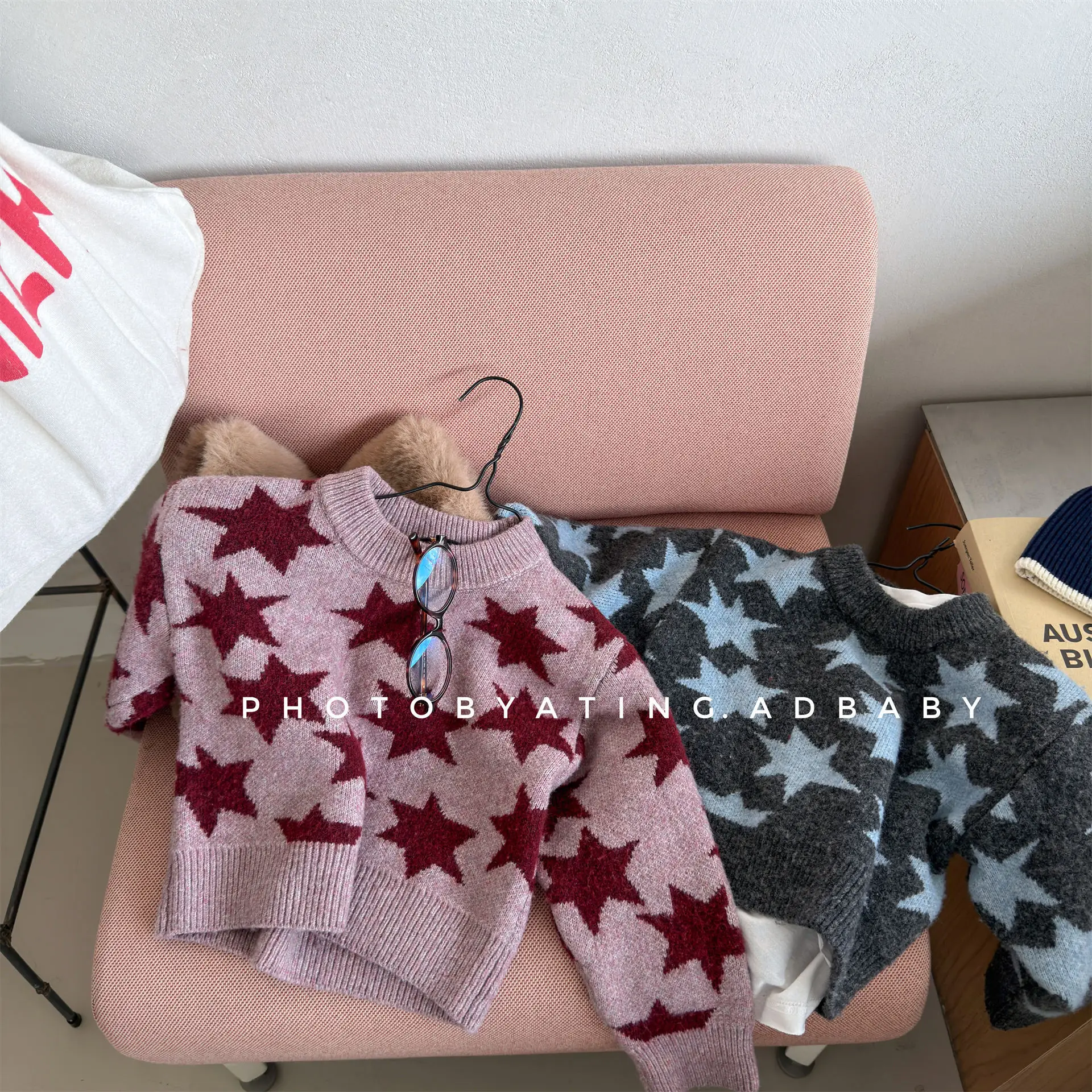 2026 Winter New Children Thin Warm Knit Sweater Boys Girls Fashion Star Print Knitwear Kids Knitted Pullover Baby Casual Tops