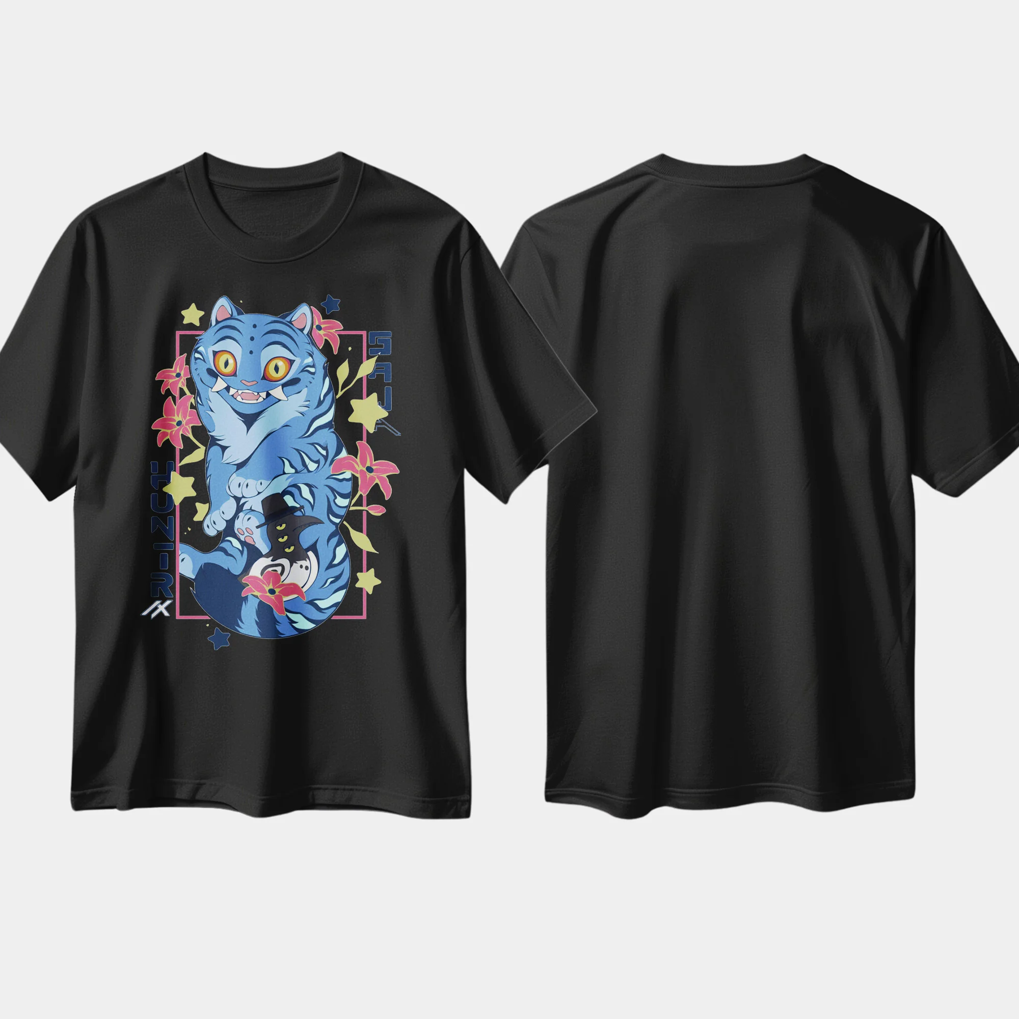 

Animation T-shirt K-pop Demon Hunters Tiger Pure Cotton Short-sleeved Round-neck Fashionable Printed Shirt for Both Men Women