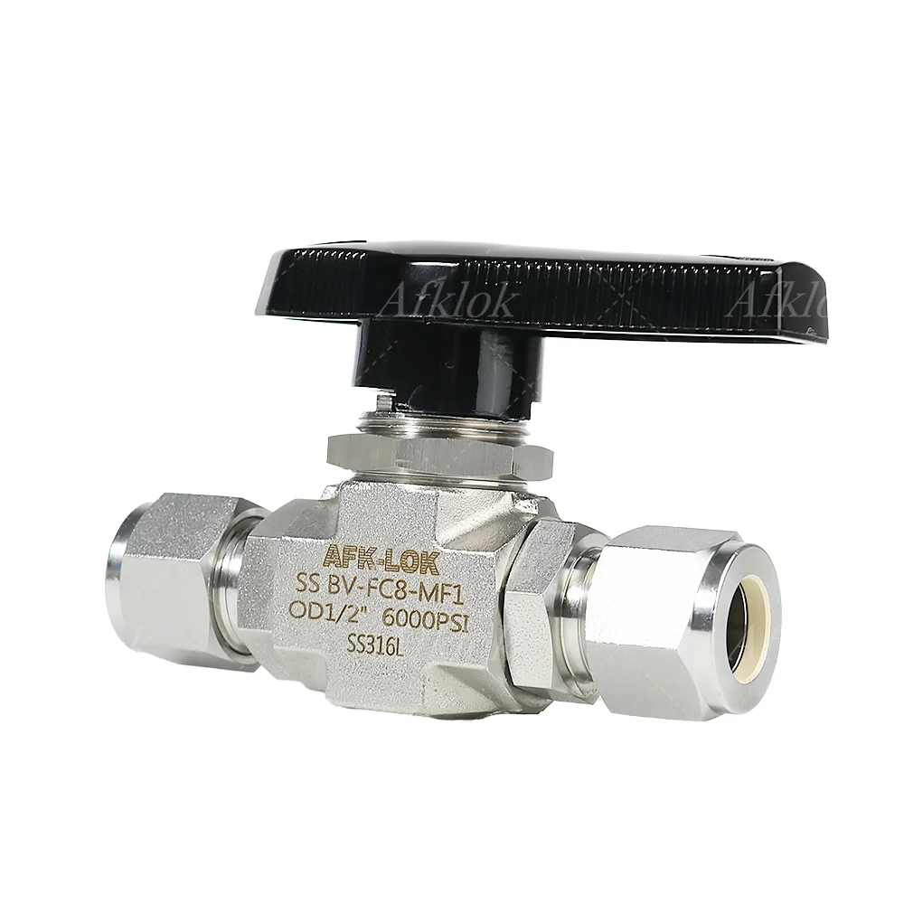 

SS316L Ball Valve 1/8" to 3/8" 3000/6000psi High Pressure, Black Knob Handle, Ferrule Thread for Hydraulic/CNG Systems