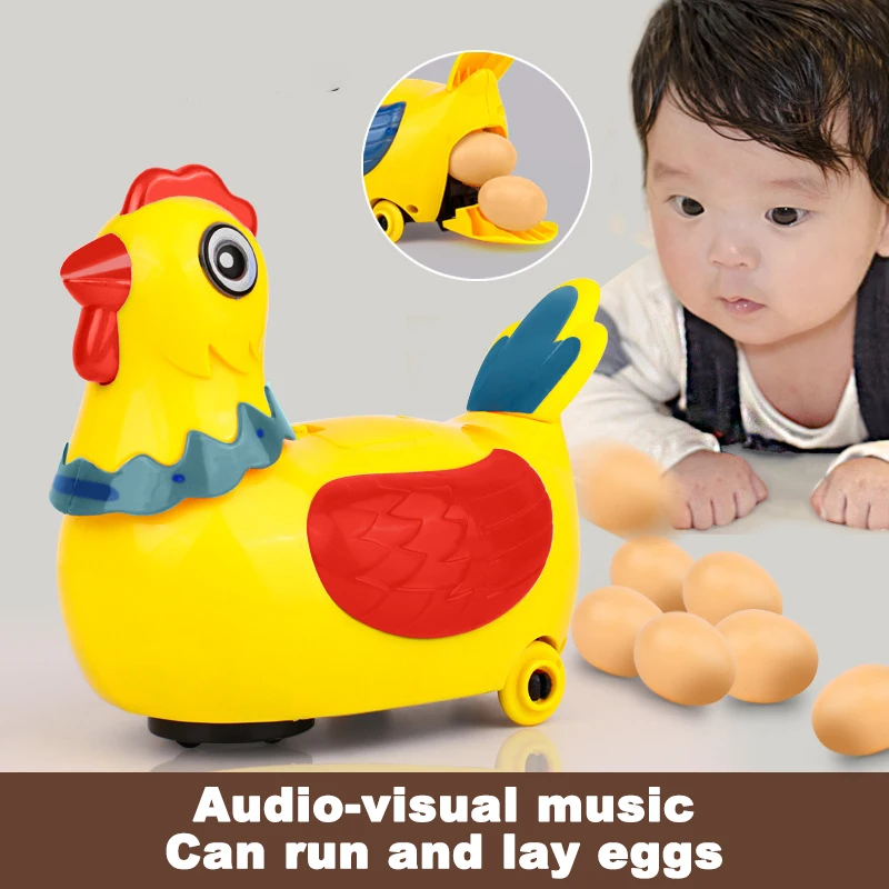 Children Music Cute Electric Hen Laying Eggs Walking Toy Interactive Educational Toys for Boys Girls Birthday Christmas Gift