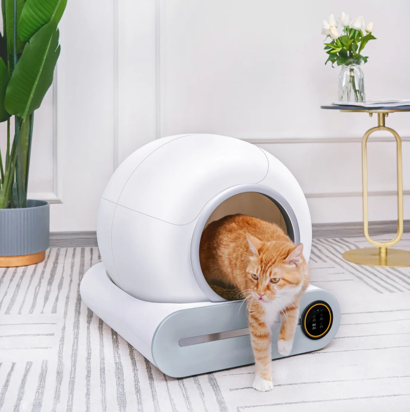 Spherical Enclosed Automatic Self Cleaning Cat Litter Box Intelligent Control Odor Isolation Large Space Self Wash Cat Toilet