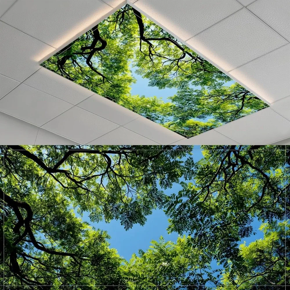 122*61cm Lampshade 14 Styles Anti-glare Magnetic Light Filters with 10 Magnetic Buckles Forest Fluorescent Light Covers Hospital