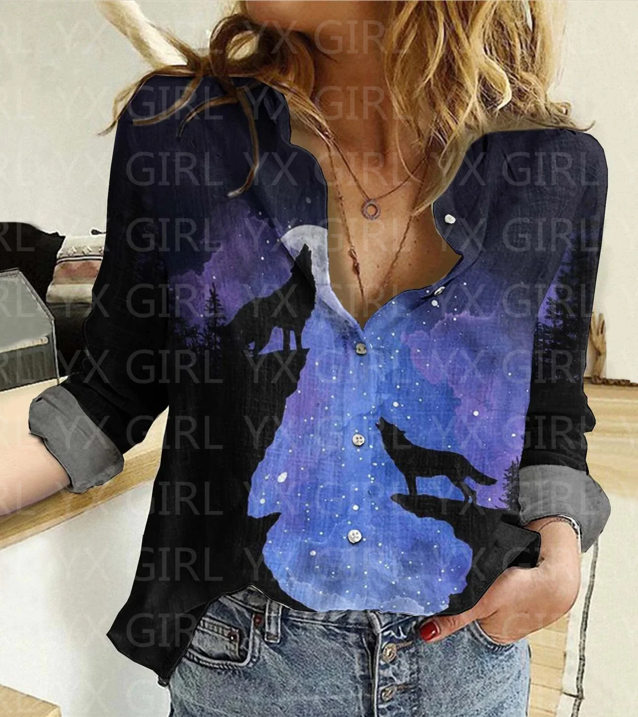 Рисунок 3 - Женская Повседневная рубашка с принтом подсолнуха