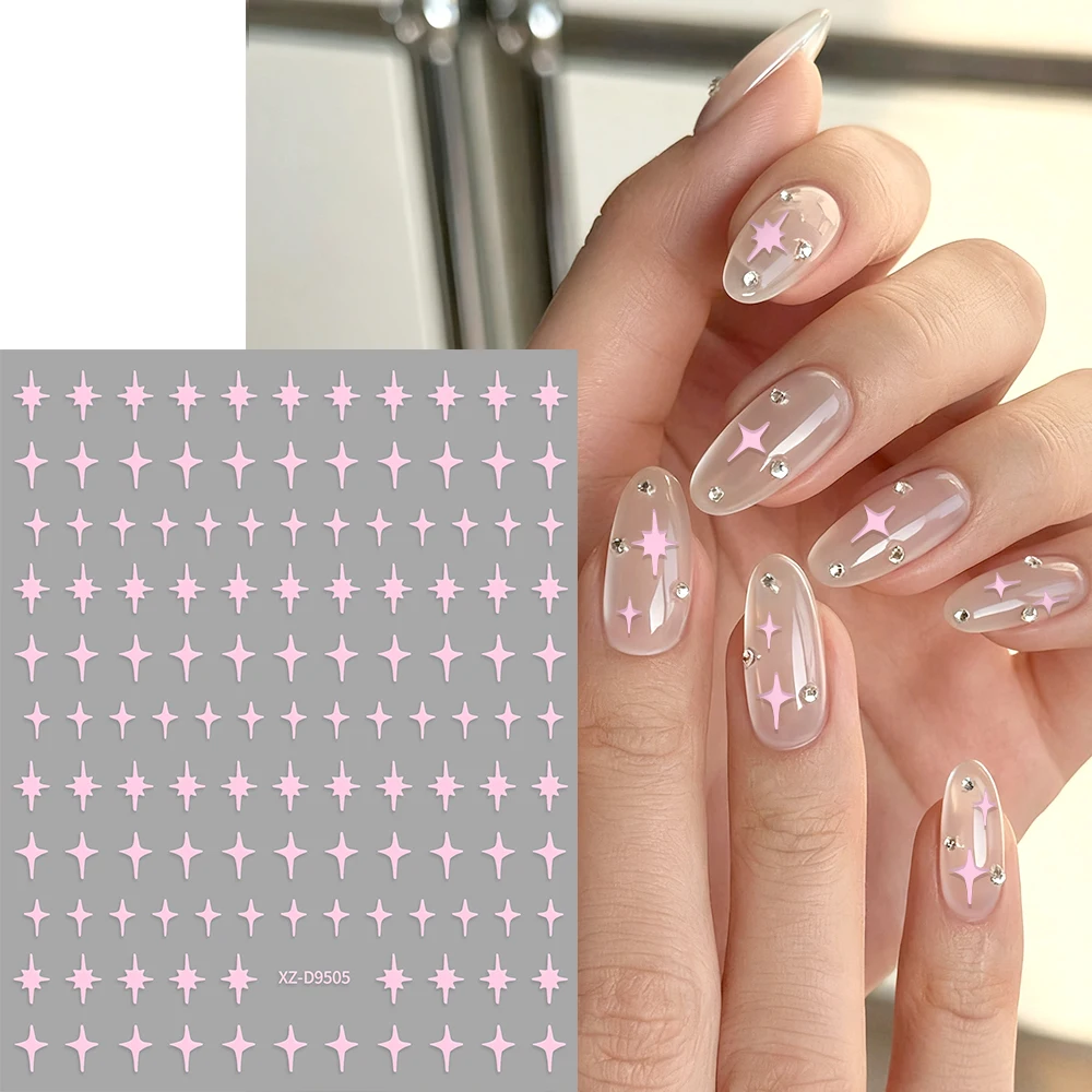 สติกเกอร์ติดเล็บลายดาว 3 มิติ 8 ชิ้น 8 สี ลายกาแล็กซี่ ดาวกระจาย  สติกเกอร์ติดเล็บแบบมีกาวในตัว สำหรับตกแต่งเล็บ DIY อุปกรณ์ตกแต่งเล็บสไตล์ Y2K