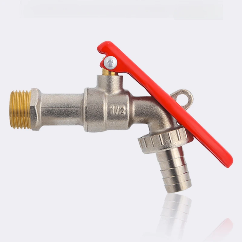 Solid Brass Lockable Outdoor Faucet Frost Proof High Flow Garden Water Tap Hose Bib for Washing Machine Yard
