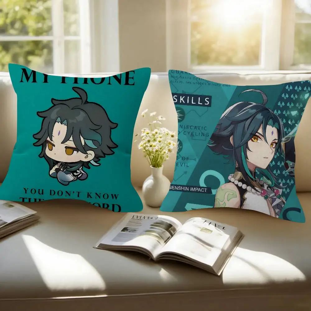 Game Genshin Impact Cool Boy Xiao  Personalized picture text home decorative pillows Household Gifts 45x45cm