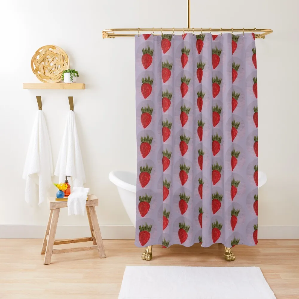 

Strawberry Shower Curtain Cute Shower For The Bathroom Bathroom Fabric Anti-Mold Waterproof Shower Curtain