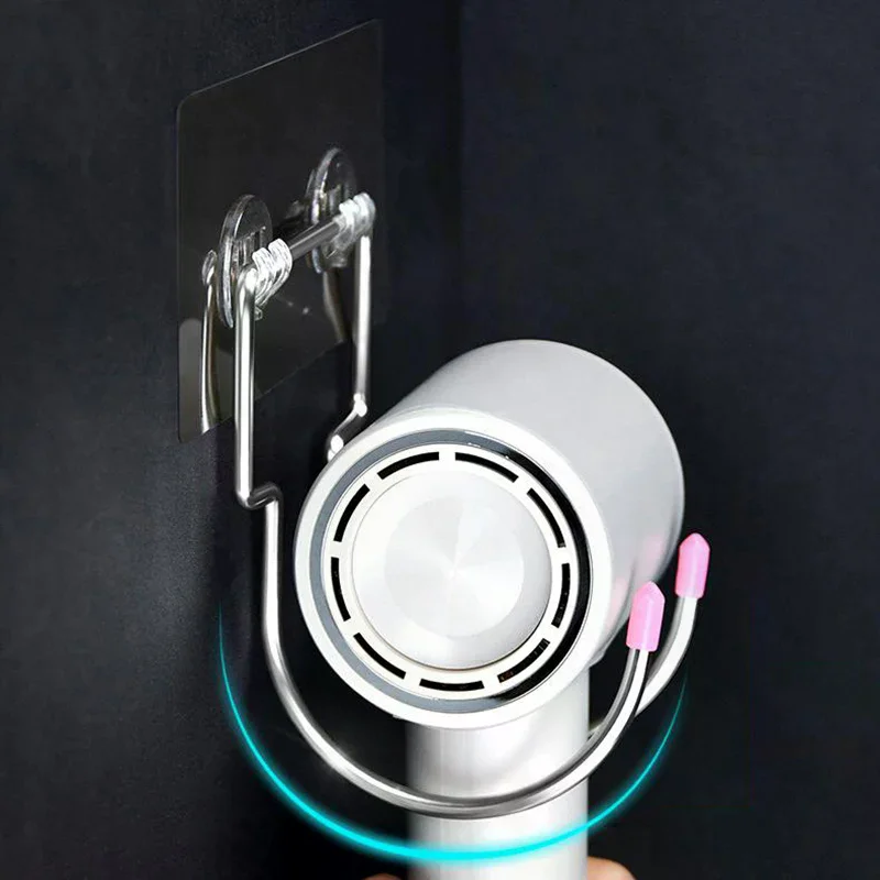 1 قطعة الفولاذ المقاوم للصدأ مجفف الشعر رف الحمام الجرف جدار جبل مسمار تركيب مجاني مقاومة للتآكل تخزين حامل هوك