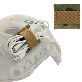 Taktik kablo demeti kulaklık kablosu Take-Up kayış elastik organizatör kulaklık tel demeti kanca döngü Sticker kask Sticker