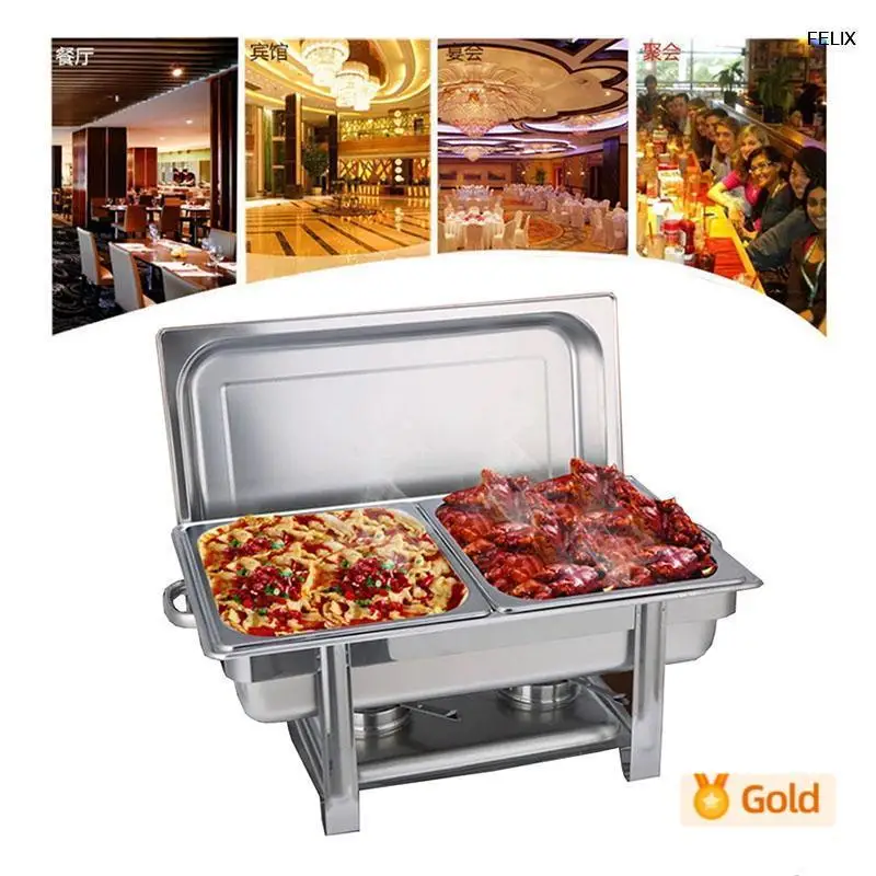 Stainless Steel Electric Heating Dinner Stove 2/3 Grid Hot Pot Food Warmer Steel Insulation Container Kit 9L Buffet Tableware