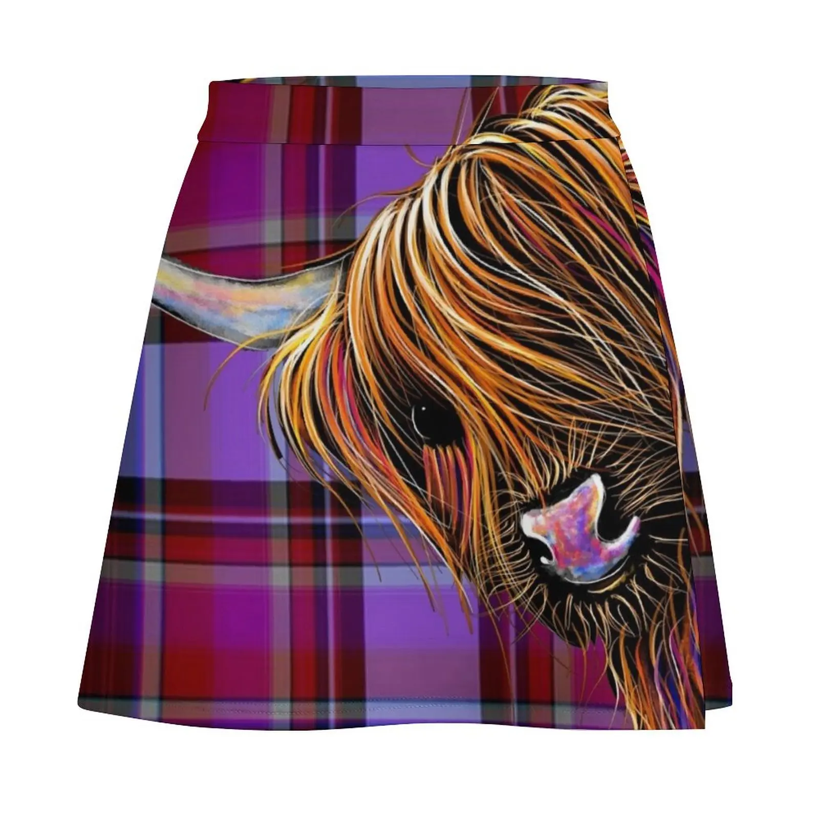 SCoTTiSH HiGHLaND CoW ' TaRTaN NooDLeS P ' by SHiRLeY MacARTHuR Mini Skirt shorts new in external clothes Mini Skirt