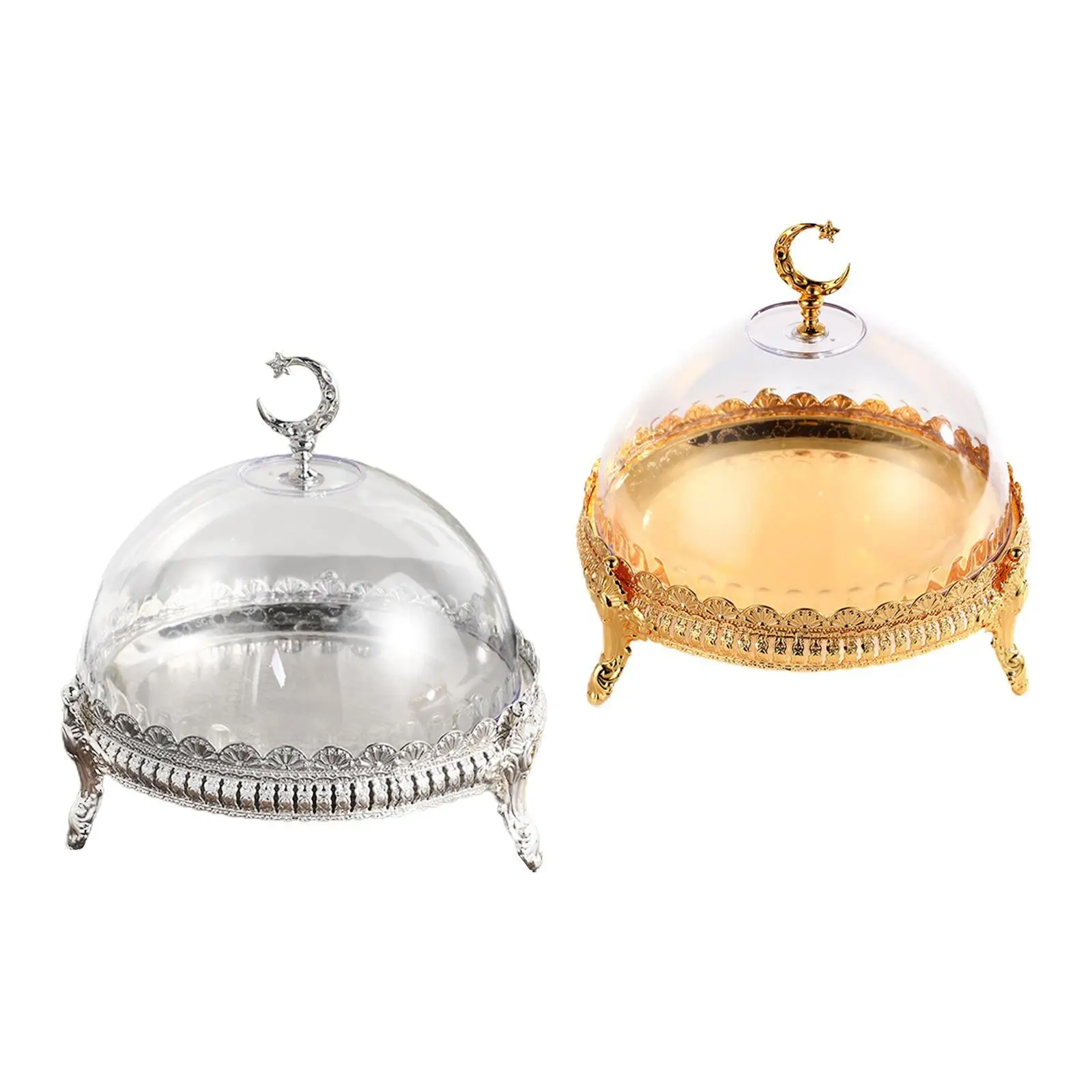 Cake Stand with Acrylic Dome Dried Fruit Fruit Dessert Plate Snack Decor Ramadan Tray Candy Dome for Wedding Parties Festivals