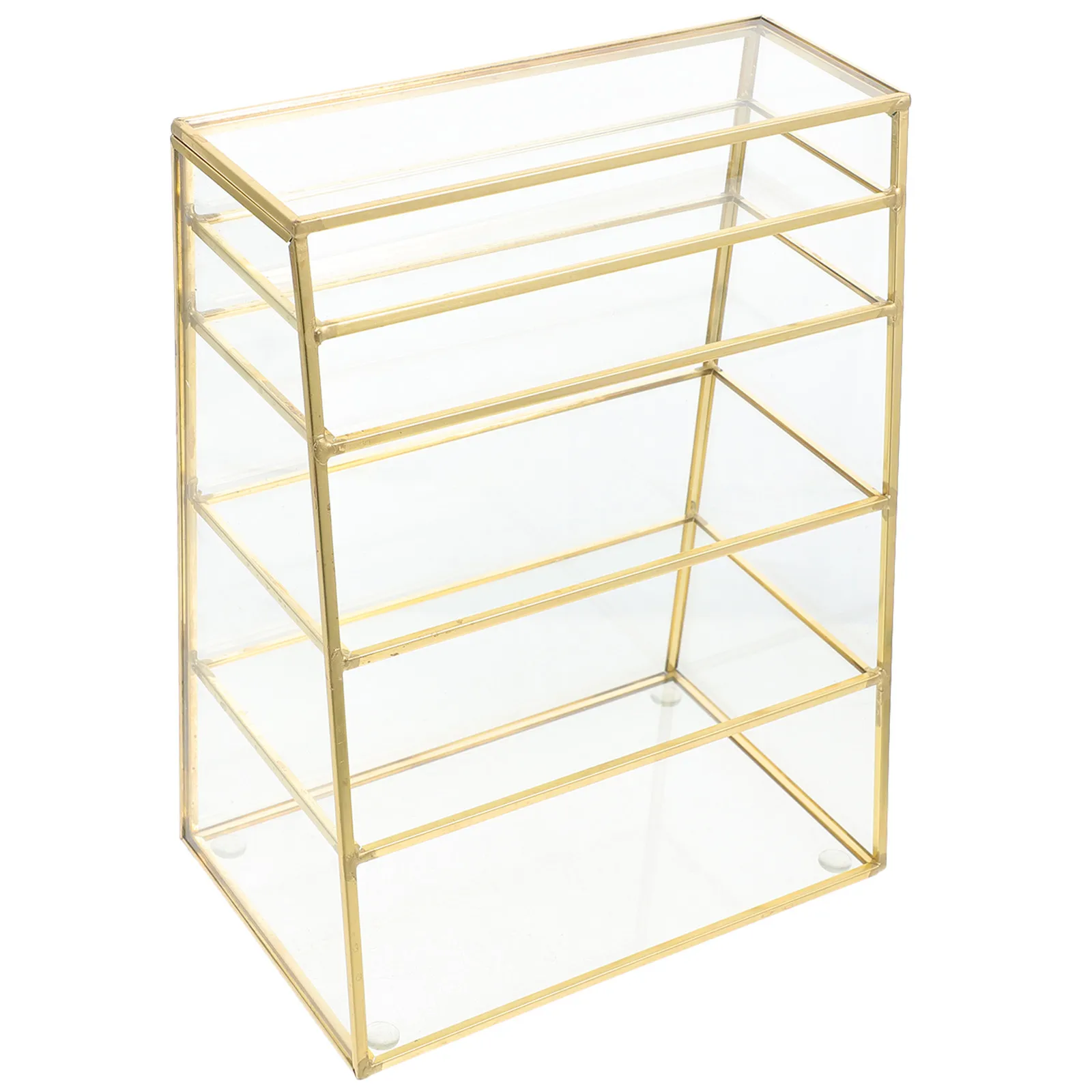 1Pcs Elegant Glass Storage Box Multilevel Desktop Makeup Shelf for Lipstick Eyebrow Brush Nail Polish Makeup Water