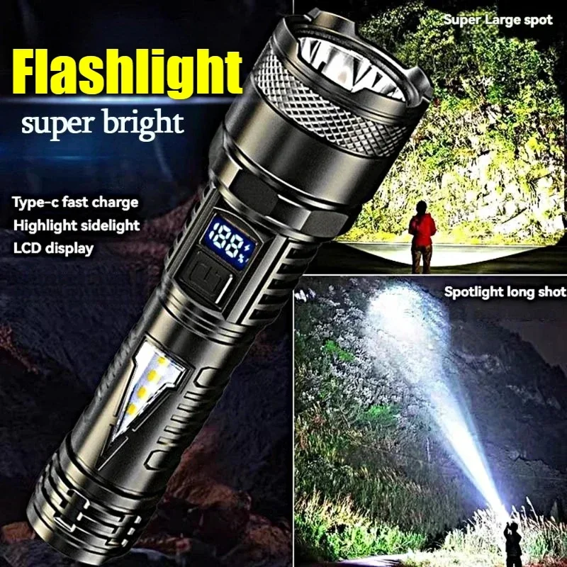 

Портативный перезаряжаемый фонарик со встроенной батареей, светодиодный фонарь из АБС-пластика, уличный светильник для экстренного кемпинга, ночной рыбалки