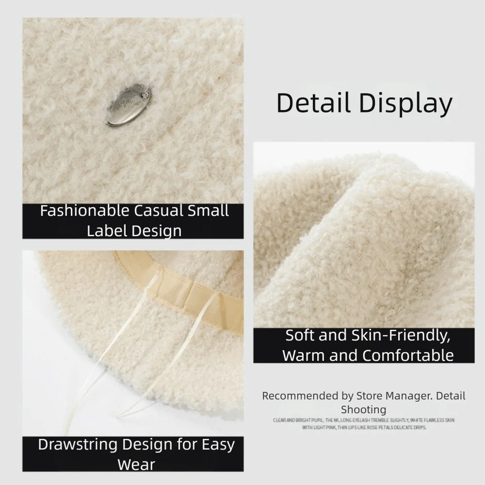 واسعة الحواف أفخم صياد قبعات الدفء سميكة المرأة قبعة بحافة عادية ريترو خمر حوض دافئ قبعة سيدة الإناث #2