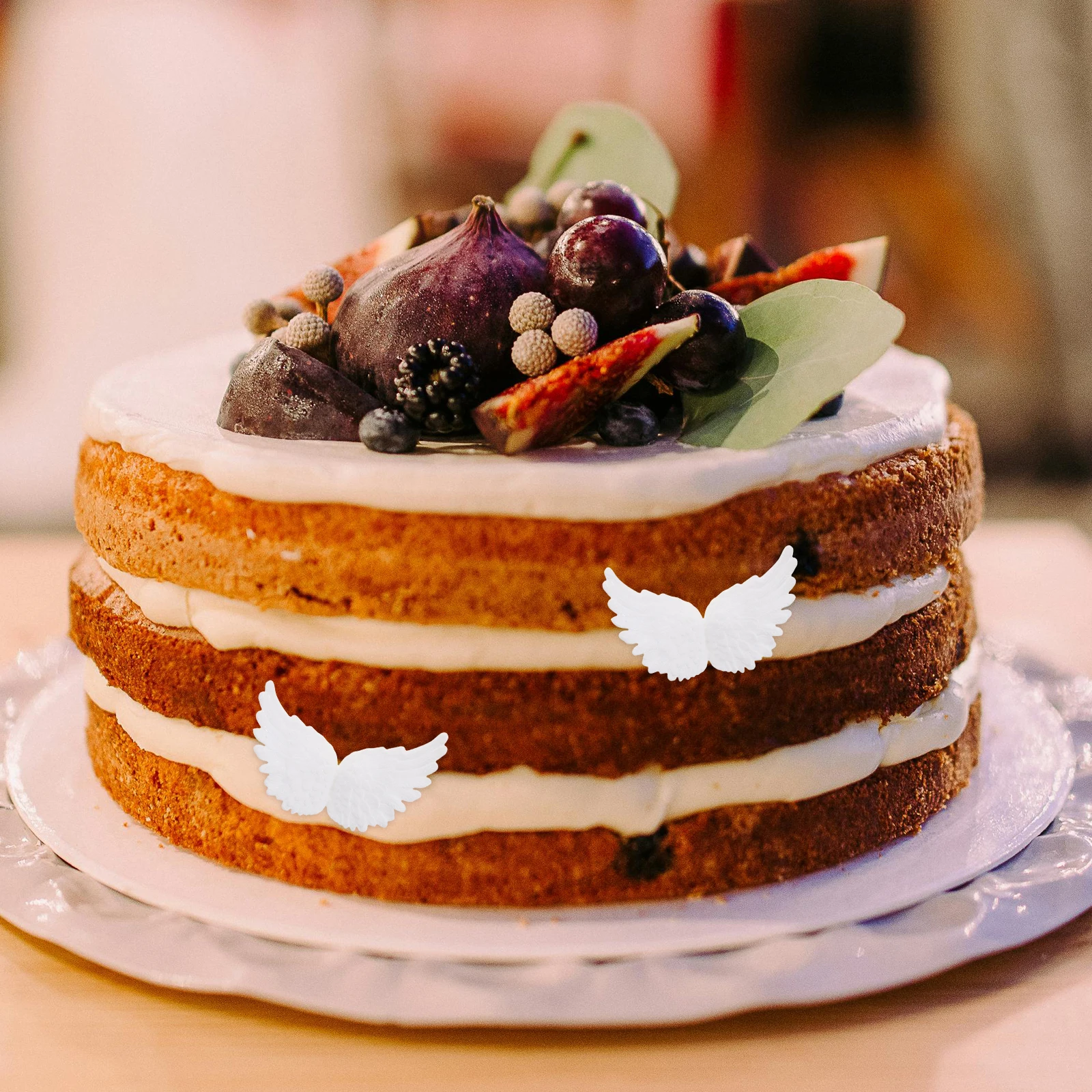 

18Pcs White Angel Wings Cake Decorations Mini Reusable Plastic Wing Props for Christmas Birthday Cupcake Toppers