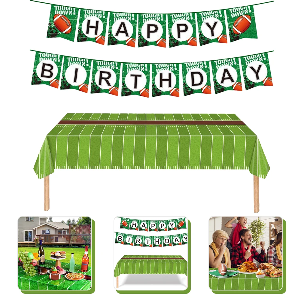 

1 set Football Sports Banner Birthday Decorations Party Supplies Polyethylene Cover Football Banner Decoration TableDecor