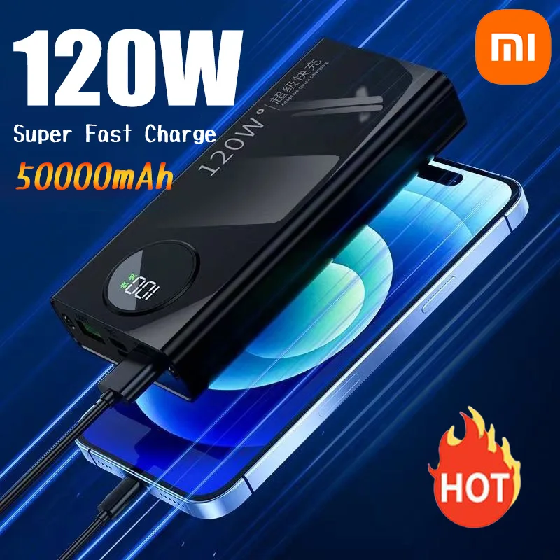 Xiaomi 120W Power Bank 50000mAh High Capacity Fast Charging Powerbank Portable Battery Charger For iPhone Samsung Huawei 2024NEW