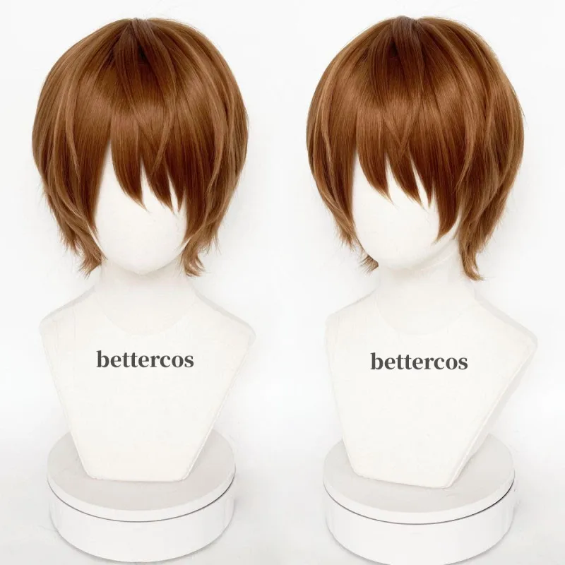 Anime Yagami Light Cosplay Wig Short Brown Heat Resistant Hair Pelucas Cosplay Wigs + Wig Cap