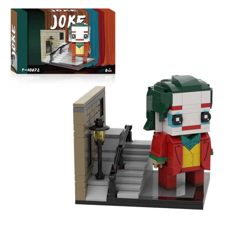 MOC Joker Brickhead Model Building Blocks Horror Movie Joker Stairs Action Figure Assembling Bricks Kid Toy Halloween Gift