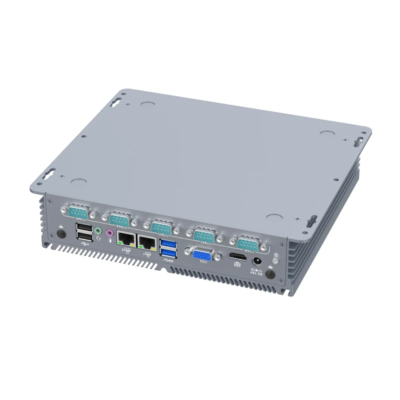 كمبيوتر صغير رخيص بدون مروحة Intel رباعي النواة J3710 HD VGA Dual LAN سطح المكتب الصناعي IoT الكمبيوتر 6xCOM RS232 أو RS485 Windows 10