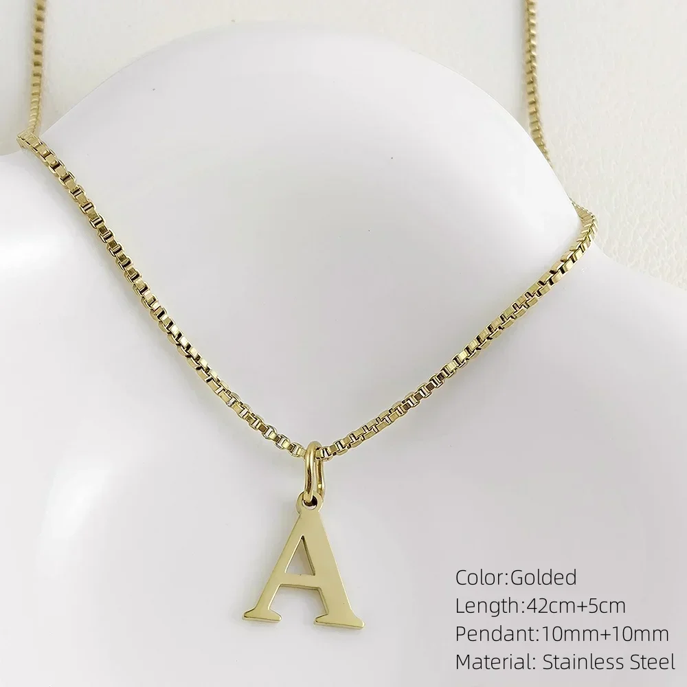 Initial necklace letter pendant chamrs stainless steel Necklace jewelry Women\'s Necklace Box Chain Choker woman trend 2025 gift