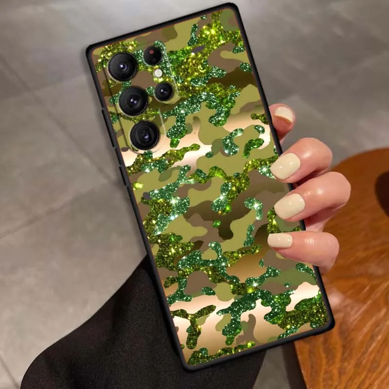 غطاء بتصميم نمط مموه لهاتف سامسونج جالاكسي S26 S25 S24 S23 S22 S21 S20 Ultra Plus FE 5G أسود ناعم من مادة البولي يوريثان #6