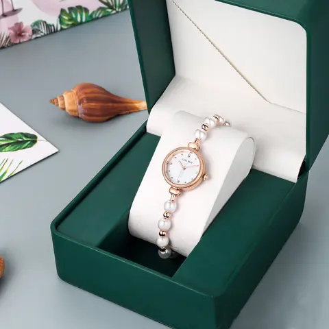 Women's Light Luxury Pearl Bracelet Watch Female's Clock Watches Ins Style Versatile Ladies Fashion Quartz Wristwatch