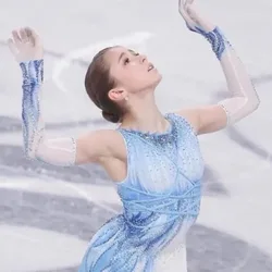 Blue Figure Skating Dress Girl Mesh Skirt Spread Wings and Flying Pattern Performance Competition Training