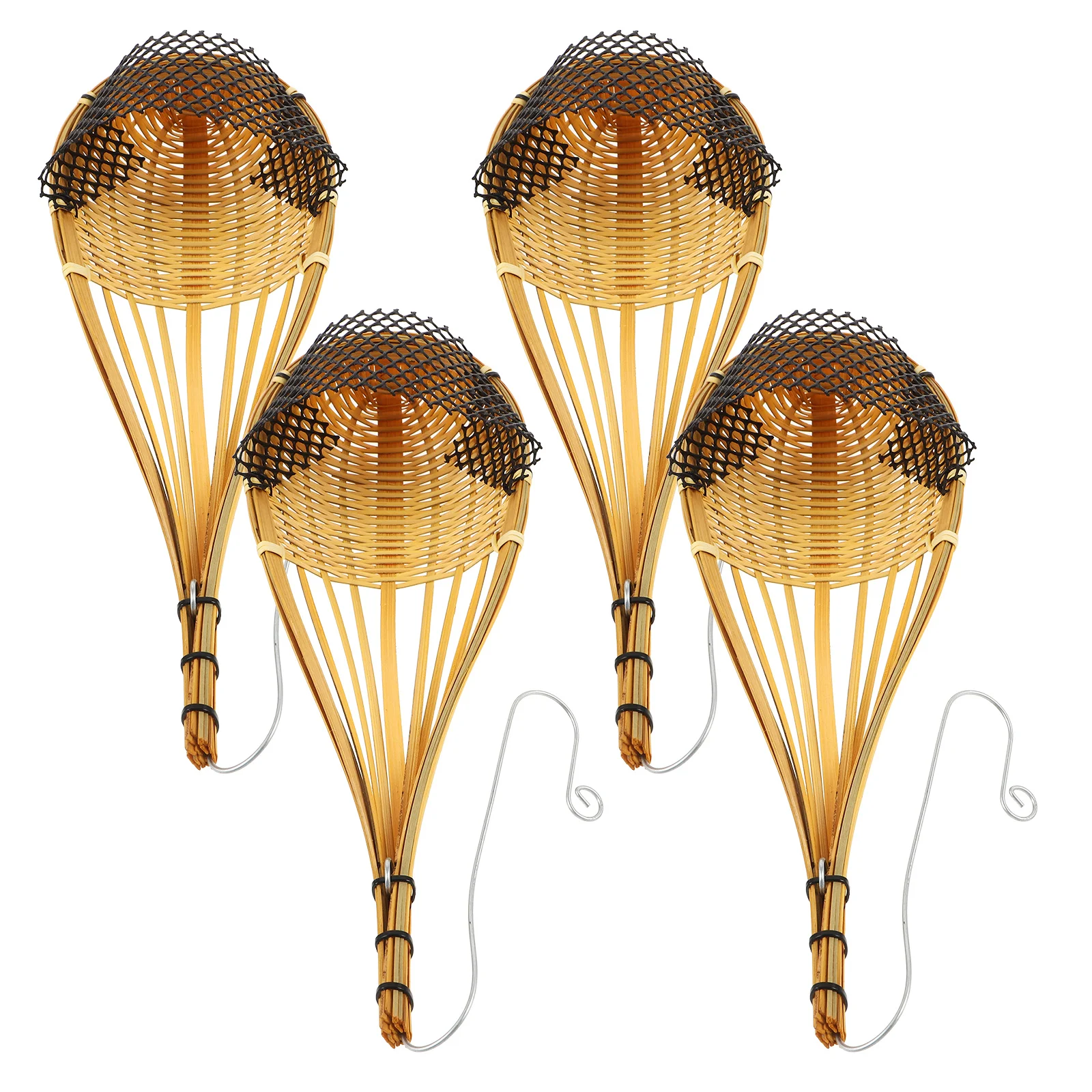 

4Pcs Bamboo Woven Hanging Orchid Basket Rustic Style Wall Hanging Flower Basket Storage Holder Home Living Decor