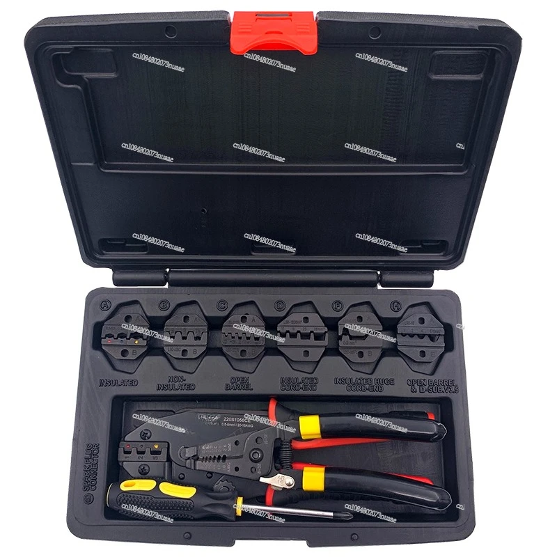 

Interchangeable Jaw Plug-in Multifunctional Crimping Tool Set, Tubular, Pre-Insulated, Non-Insulated Terminals
