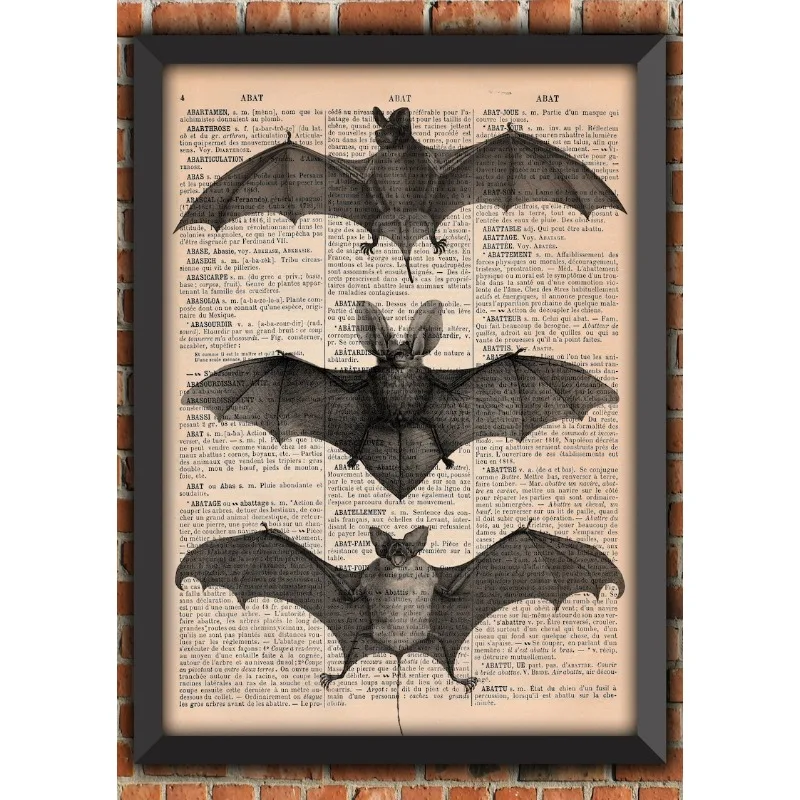 الخفافيش الهيكل العظمي الظلام القوطية الغريبة مخيف الساحرة الشرير هالوين مخيف القوطي خمر ديكور فني للمنزل هدية المشارك قاموس صفحة طباعة #1