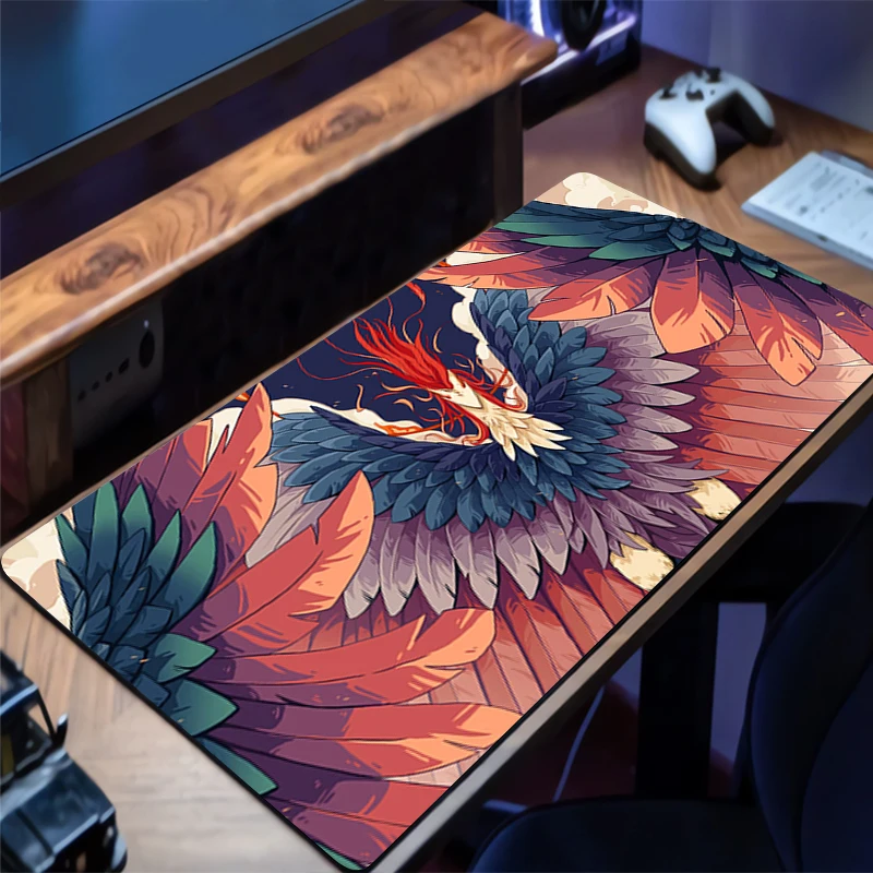 

Mouse Pad High-Quality Desk Mat Anime Play Mat Gaming Mousepad Phoenix Bird Speed Computer and Office Gamer Cabinet Keyboard Pad