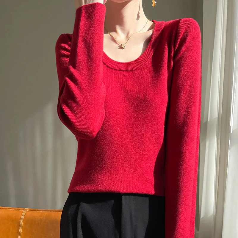 سترة نسائية بقصة ضيقة برقبة دائرية ، بأكمام طويلة ، سترة فضفاضة رقيقة ، أحادية اللون ، موضة أوائل الخريف ، جديدة ، HY135 #6