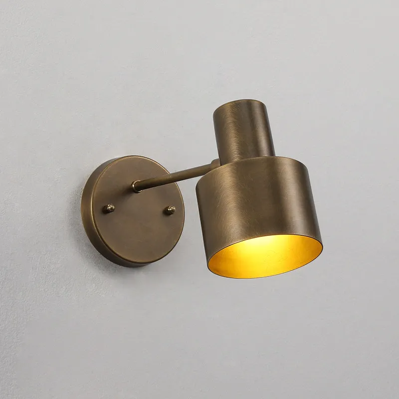 

Nordic All Copper Bedroom Wall Lamps LED Living Room Background Wall Corridor Hotel Bedside Minimalist Retro Gold Sconces Lights