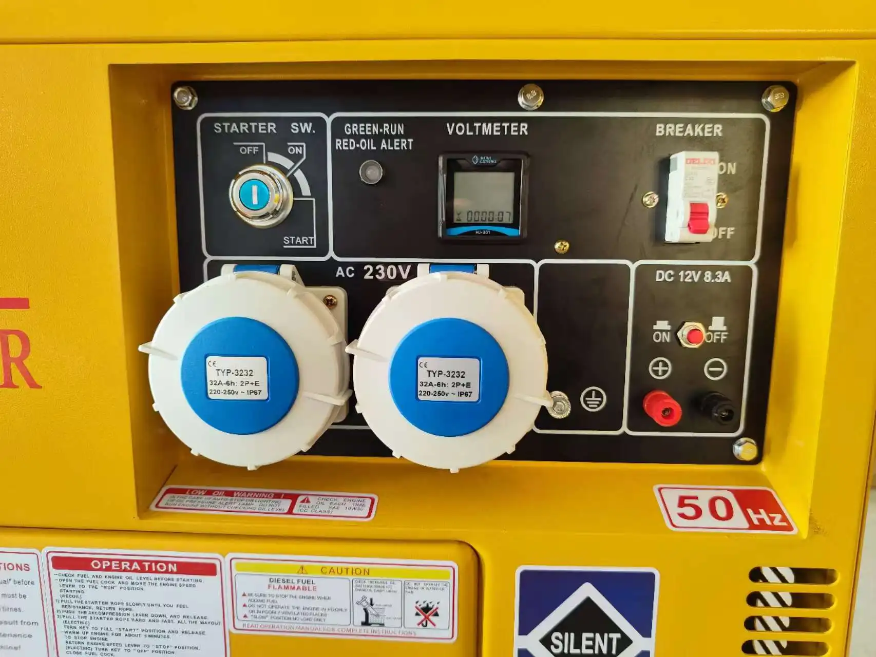 Portable 1/3 Phase Diesel Generator 8KW 8KVA 6500W Silent Air Cooled Remote Start 220V Home Use Low 10KW Direct Current