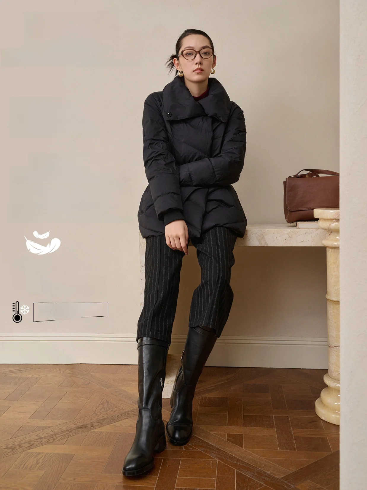 

Новая классическая женская пуховая куртка с 90% белым гусиным пухом для зимы, теплая, для поездок на работу, с эффектом похудения, геометрическим узором, стеганая