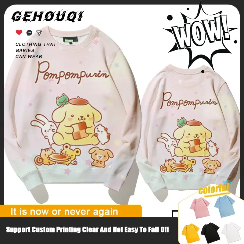 

2024 New Pudding Dog Crewneck Hoodie Female Sanrio Co-branded Coat Loose Little Cartoon Children's Clothes