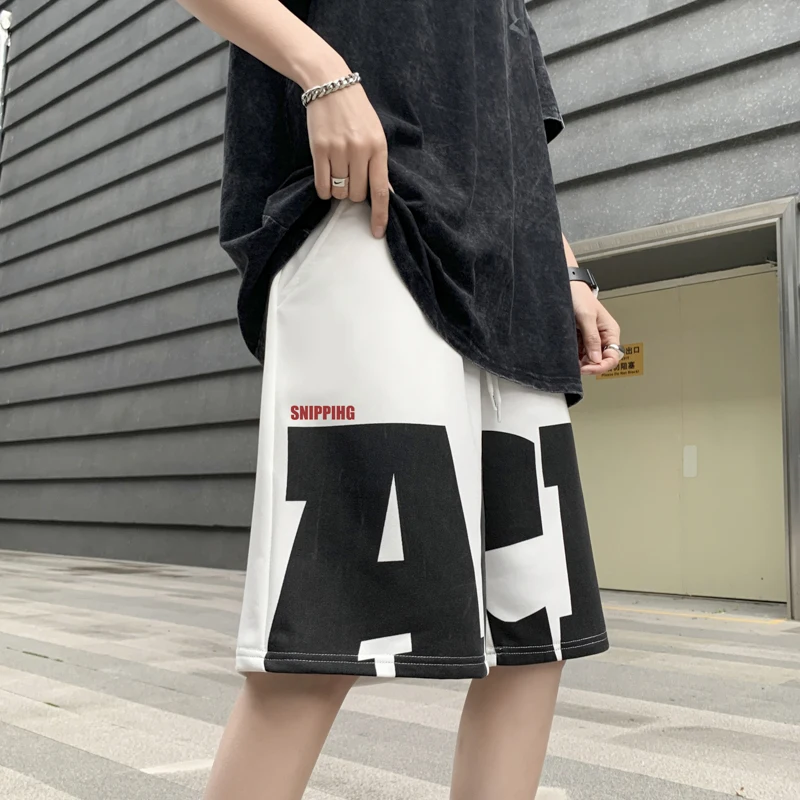 New Harajuku Street Wear Jogger Shorts Mens Fashion Hip Hop Skateboard Shorts Ins Summer Streetwear Elastic Waist Cargo Shorts