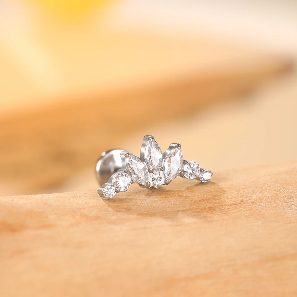 1 قطعة التيتانيوم زركونيا دولفين فراشة وأقراط داخليا الخيوط اللولب الزنمة Labret ثقب مجوهرات للجسم #3