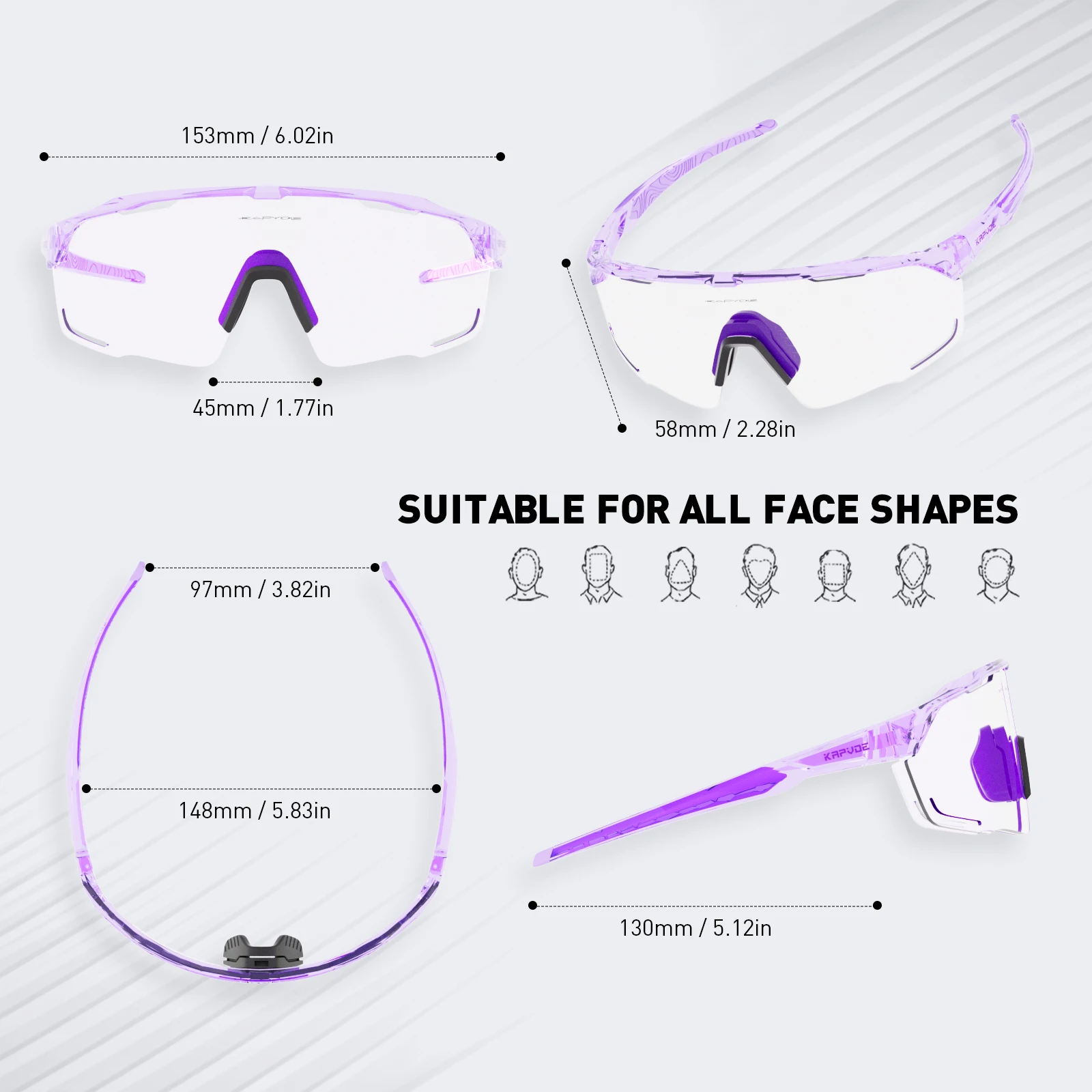 Kapvoe Purple Photochromic Cycling Sunglasses for Men Blue Photochromic Glasses UV400 MTB New Bicycle Goggles Eyewear Sports