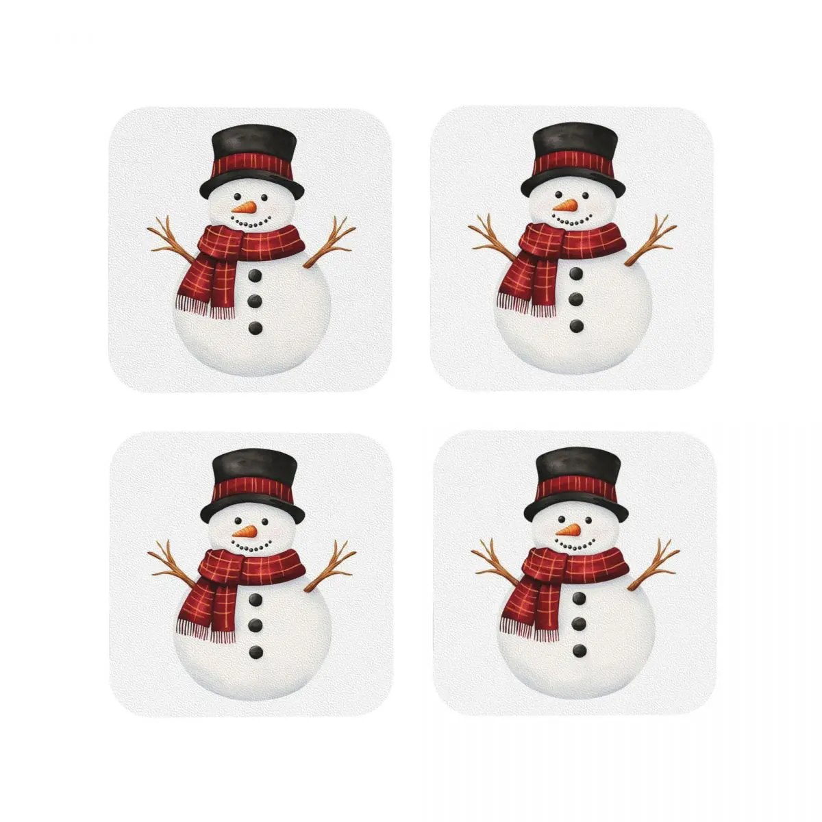 

Классический снеговик с цилиндром и шарфом, подставки, кухонные салфетки, изоляционные кофейные коврики для чашек для декора, домашняя посуда, подушечки