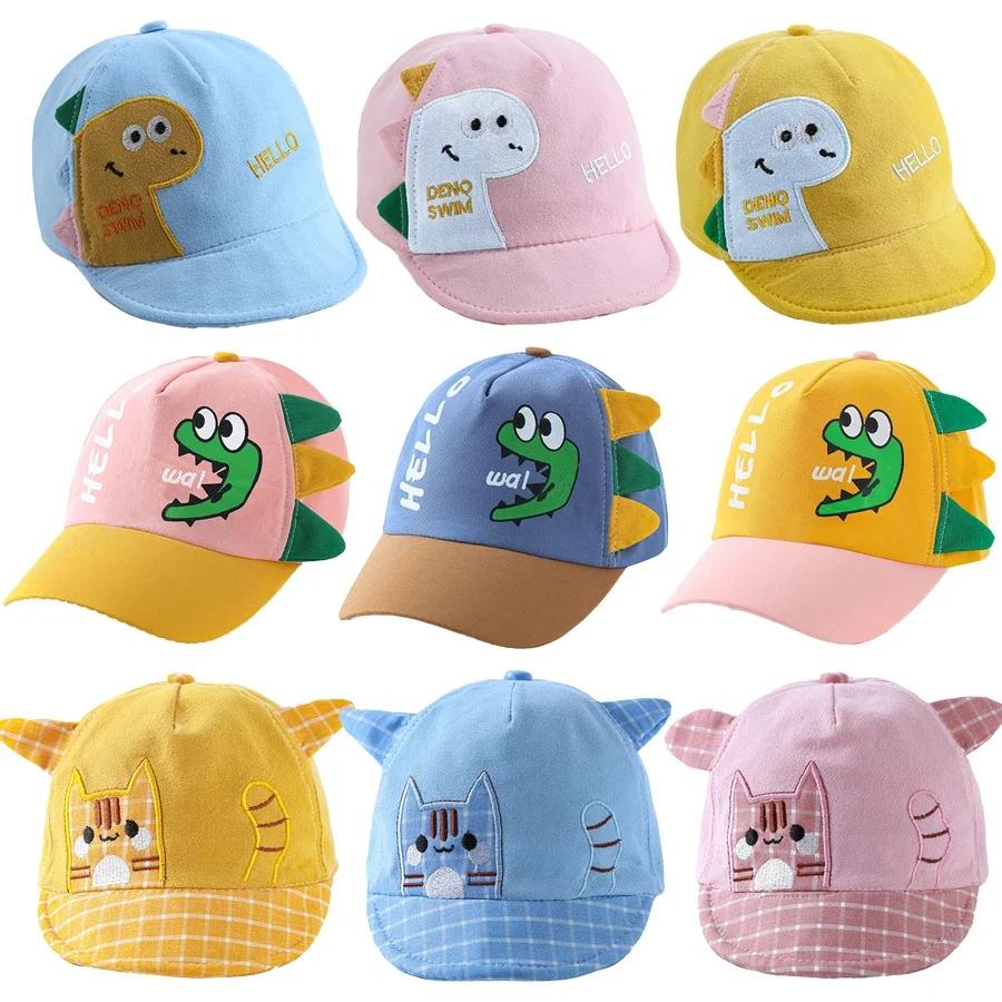 Baby Cartoon Dinosaur  Hat Soft Cotton Boys Girls Baseball Cap Summer Outdoor Infant Girls Sun Hats