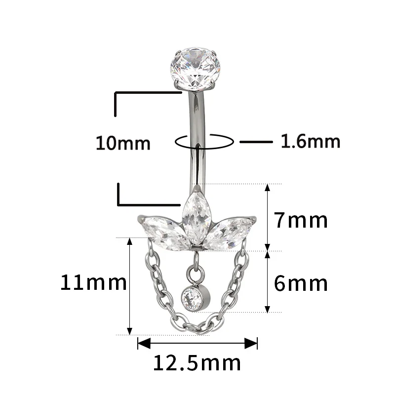 ASTM F136 Titanium Chain Belly Button Navel Ring