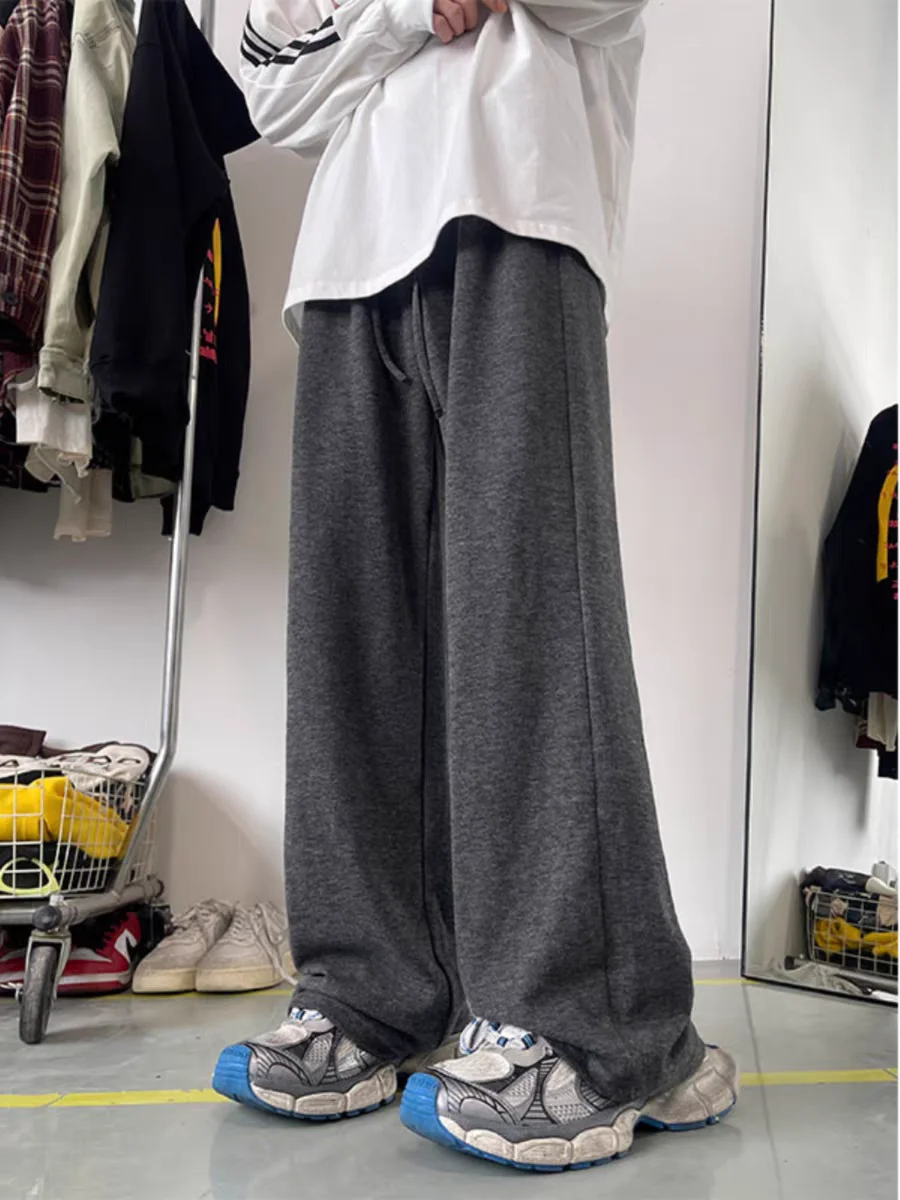 السراويل المخملية الدافئة الأرز الدبق للنساء الخريف والشتاء السراويل الجديدة مستقيمة الساق، السراويل الطلاب عارضة