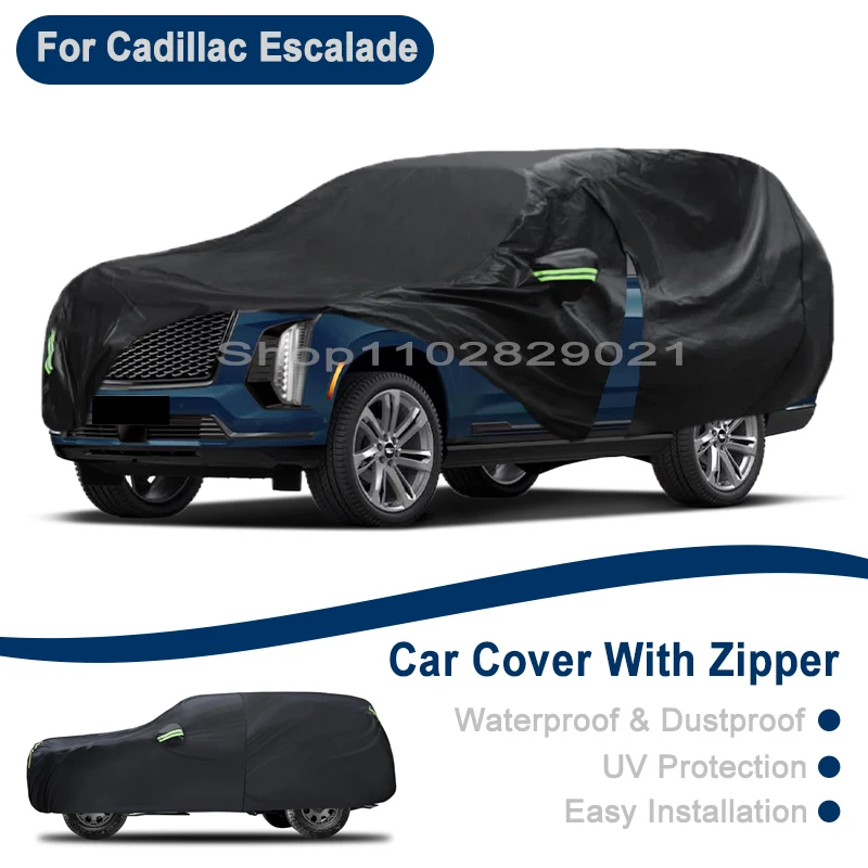 Outdoor Full Vehicle Cover For Cadillac Escalade - Side Zipper Design, Waterproof Dustproof Sun Protection Car Cover