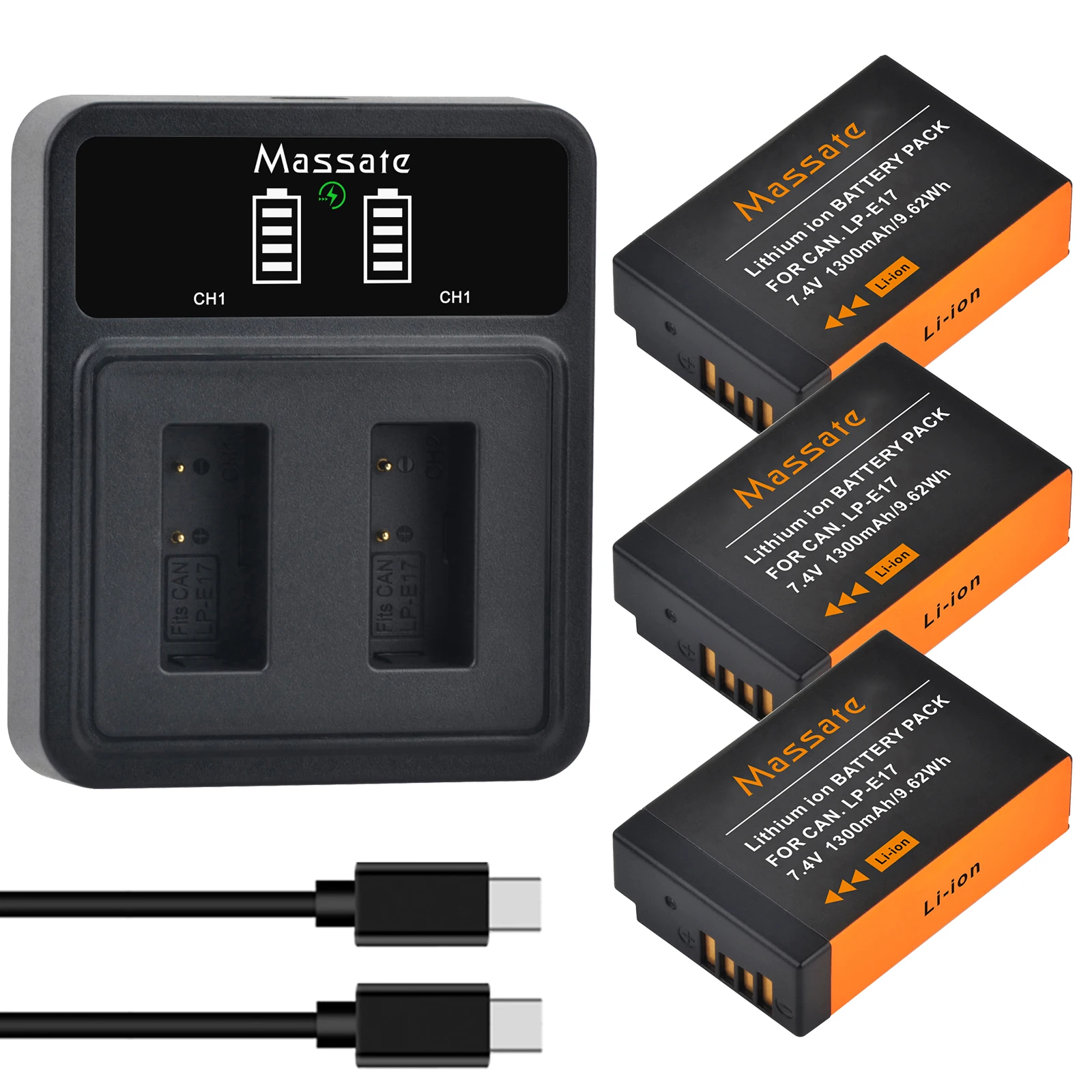 

Massate LP-E17 LP E17 LPE17 Camera Battery +USB Dual Charger for Canon EOS 800D 850D 750D 760D 250D 200D M5 M3 T6i T6s T7i T8i