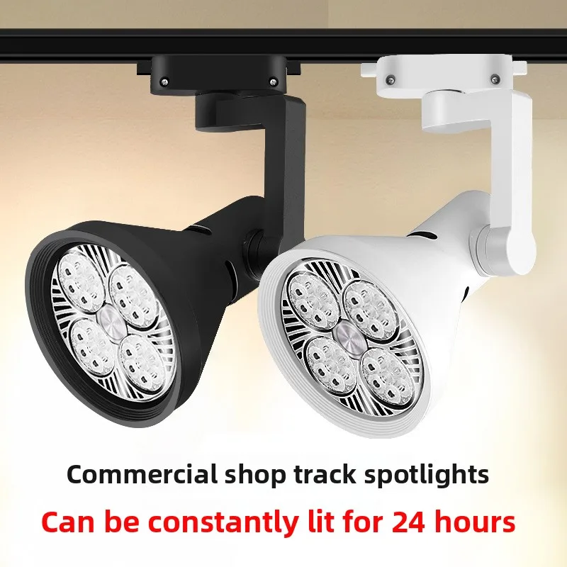 Commercial 24H Working LED Track Spotlights Adjustable PAR30 Track Lighting Fixture Rail Ceiling Spot Lamp for Shop Retail