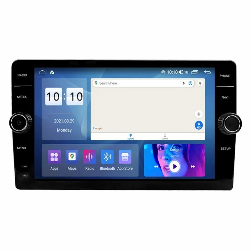 QLED radio carplay gps Car multimedia Player With Button Knob have Frame Built-in wireless carplay and wired