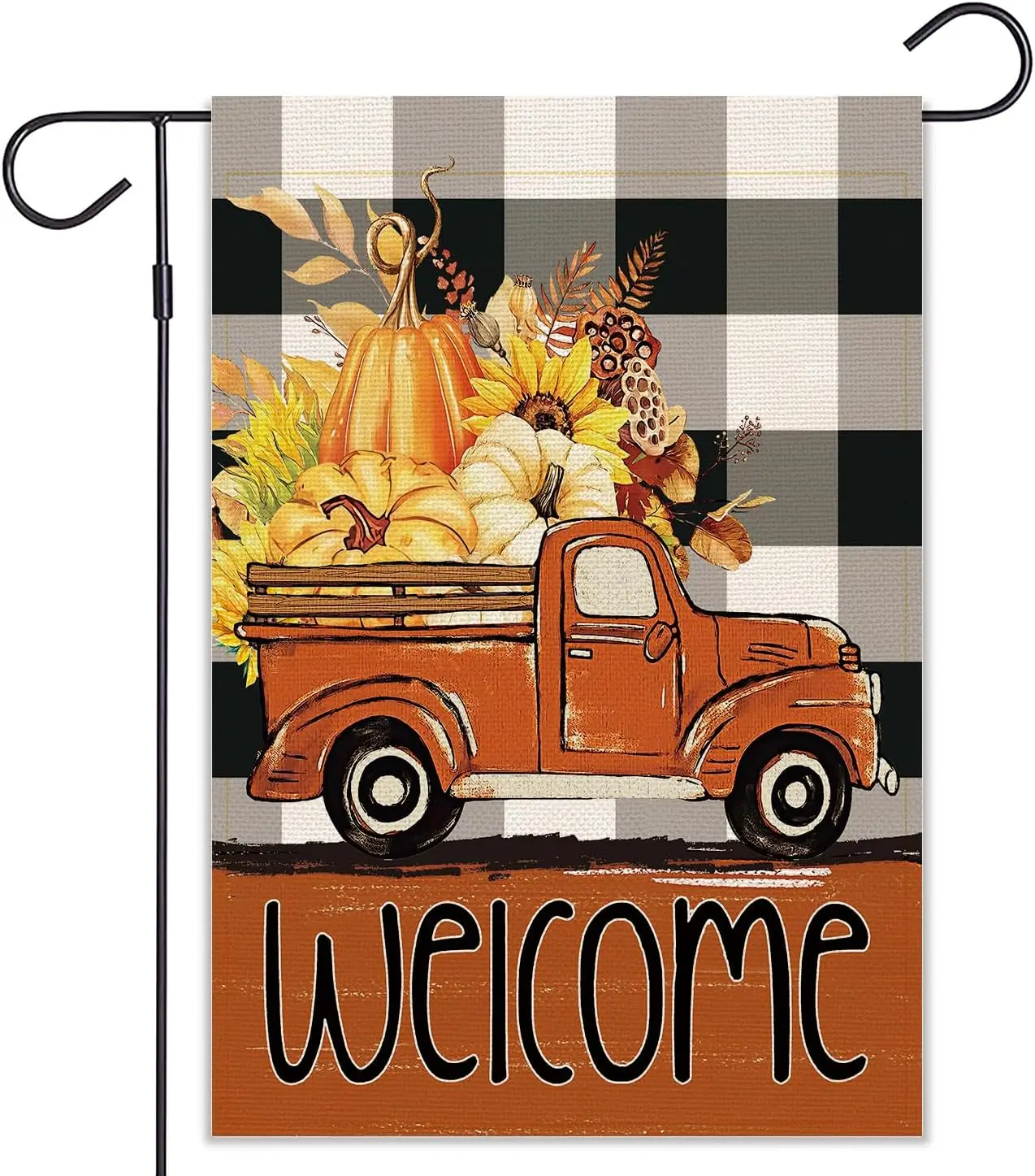 Balgardekor Fall Garden Flag Pumpkin Truck Thanksgiving Vertical Double Sided Autumn Fall Harvest Outdoor Decor 12x18 Inches Hol